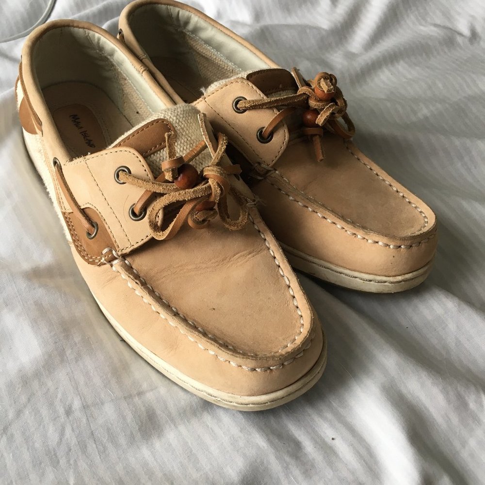 Beige boat shoes